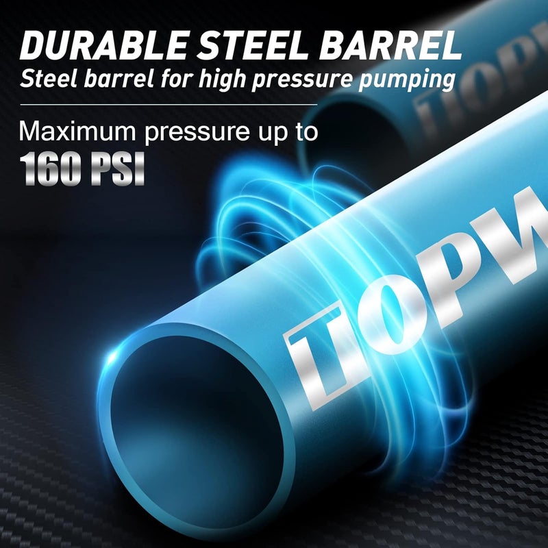 Topward Bicycle Tire Pump Portable, Hand Air Pump for Bike Exercise Balls Inflatables, Fits Presta & Schrader Valve, Bike Floor Pump with Ball Pump Needle for Soccer Volleyball Basketball Inflator - Image 3